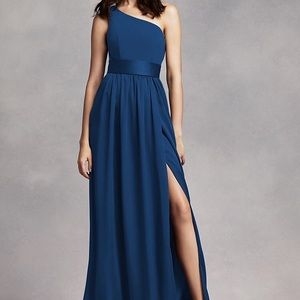 Vera Wang One Shoulder Dress with Satin Sash
